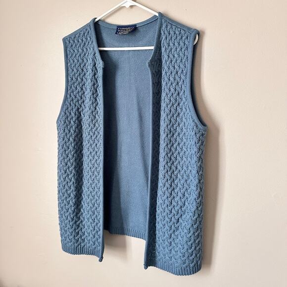 Willow Ridge Knit Sweater Vest Womens LARGE Vintage Blue Preppy 90s Twee Classic - Picture 2 of 8